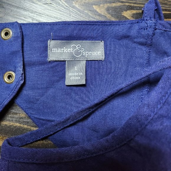 Womens Market & Spruce Chrissie Cami‎ A-line Linen & Cotton Blend Dress Sz Large - Picture 6 of 9